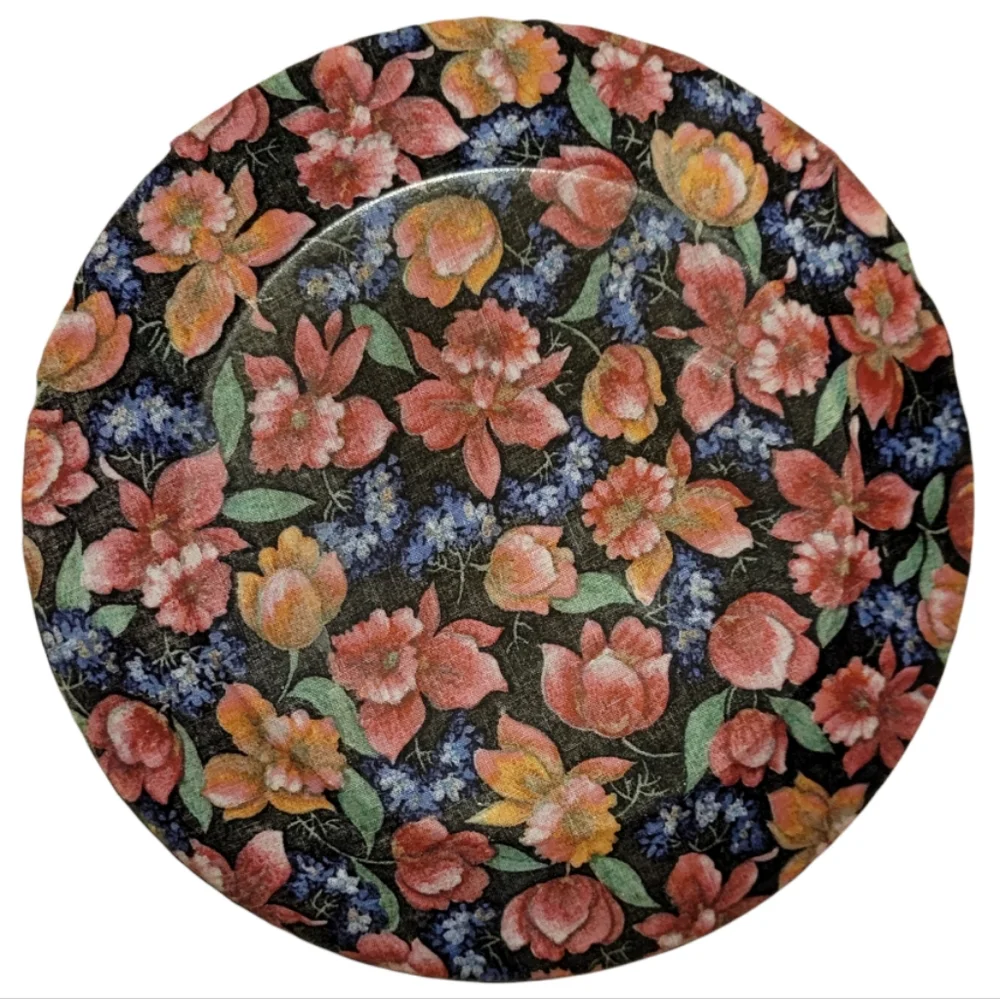 Vtg Plate Glass Hands Crafted Floral Deco